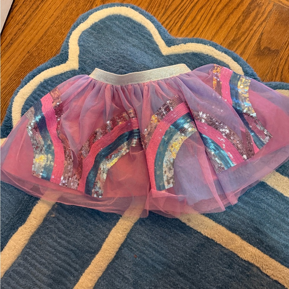 New without Tags Pink Tulle Skirt with Rainbow Sequins